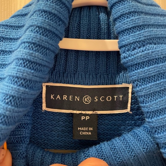 Karen Scott Blue/White turtle neck sweater - Picture 3 of 4